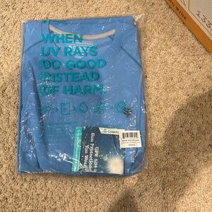 Coolibar UPF 50+ Men’s XL High Tide Short Sleeve Swim Shirt - academy steel